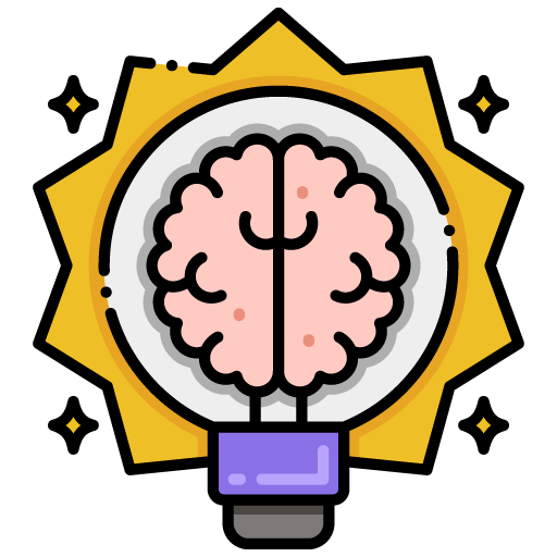 A brain inside a flashing lightbulb.
